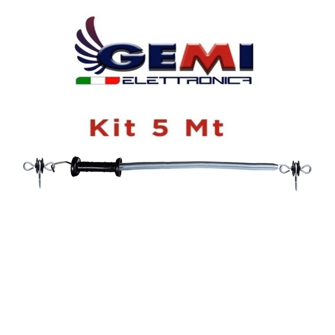 Complete handle set for electric fence with hook, spring and insulators