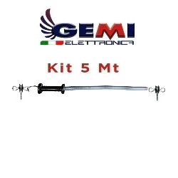 Complete handle set for electric fence with hook, spring and insulators