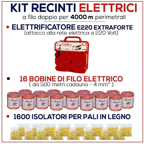 Kit for fence up to 4000 meters E/220 by Gemi Elettronica