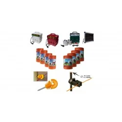 Complete kit with energizer, Polywire and insulators for electric fence