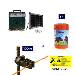 Electric Fencing Complete kit with solar panel: 12V energizer and 500m 6mm² wire for electric fence