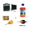 Electric Fencing Complete kit with solar panel: 12V energizer and 500m 6mm² wire for wood for electric fence