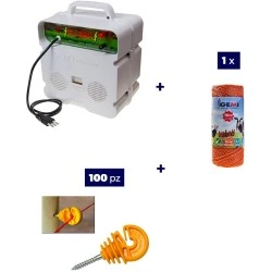Electric Fencing Complete kit with 220V energizer and 250m 2.2mm² wire for wooden posts for electric fence