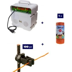 Electric Fencing Complete kit with 220V energizer and 250m 2.2mm² wire for iron posts for electric fence