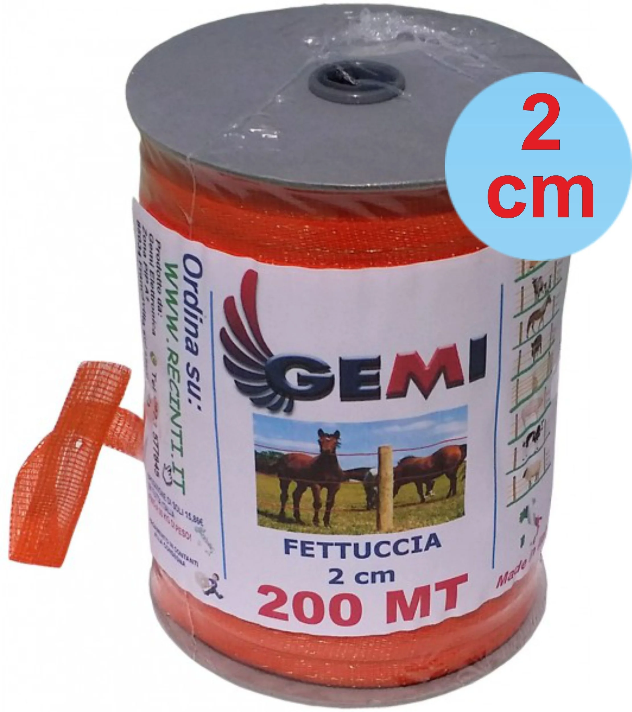 POLYTAPE ELECTRIC FENCE 200 MT 2 cm for Electric Fence Electrified Fences for animals wild boar dogs cows horses pigs hens Gemi 