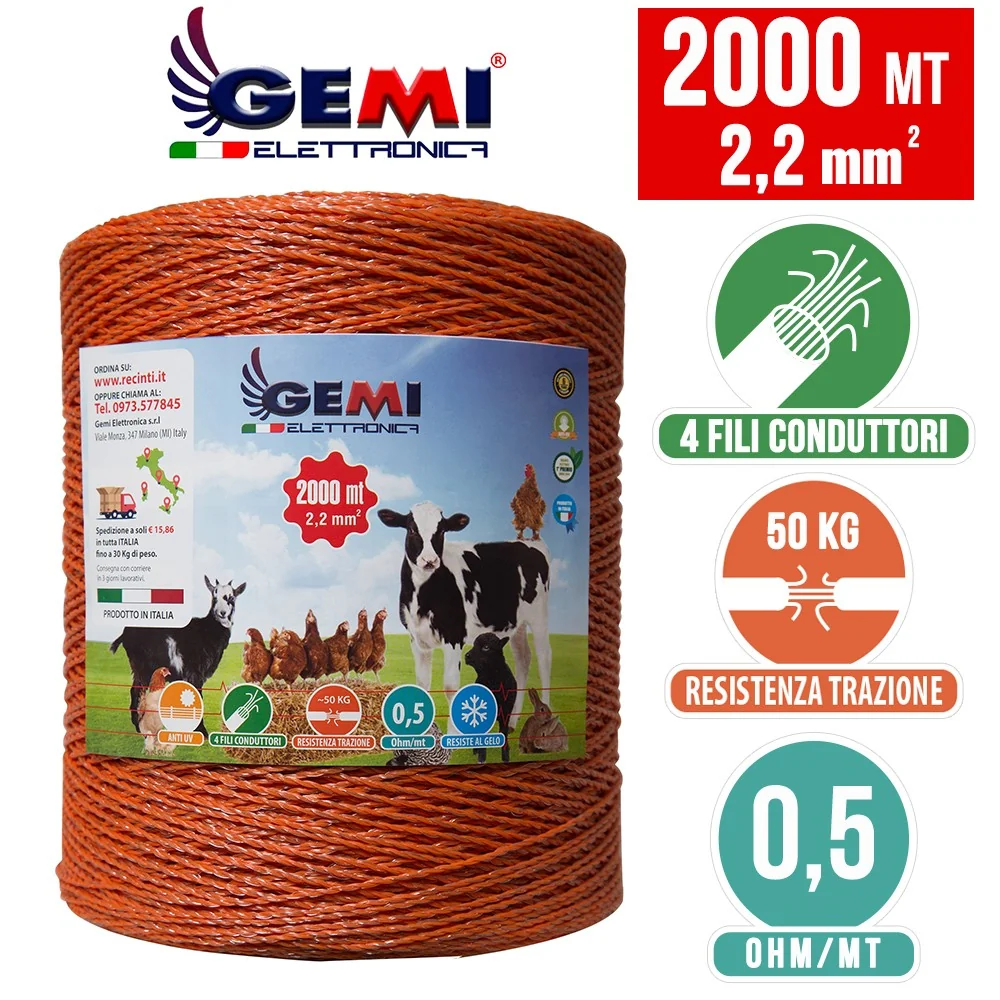 Electric fence Polywire 2000 m 2.2 mm²