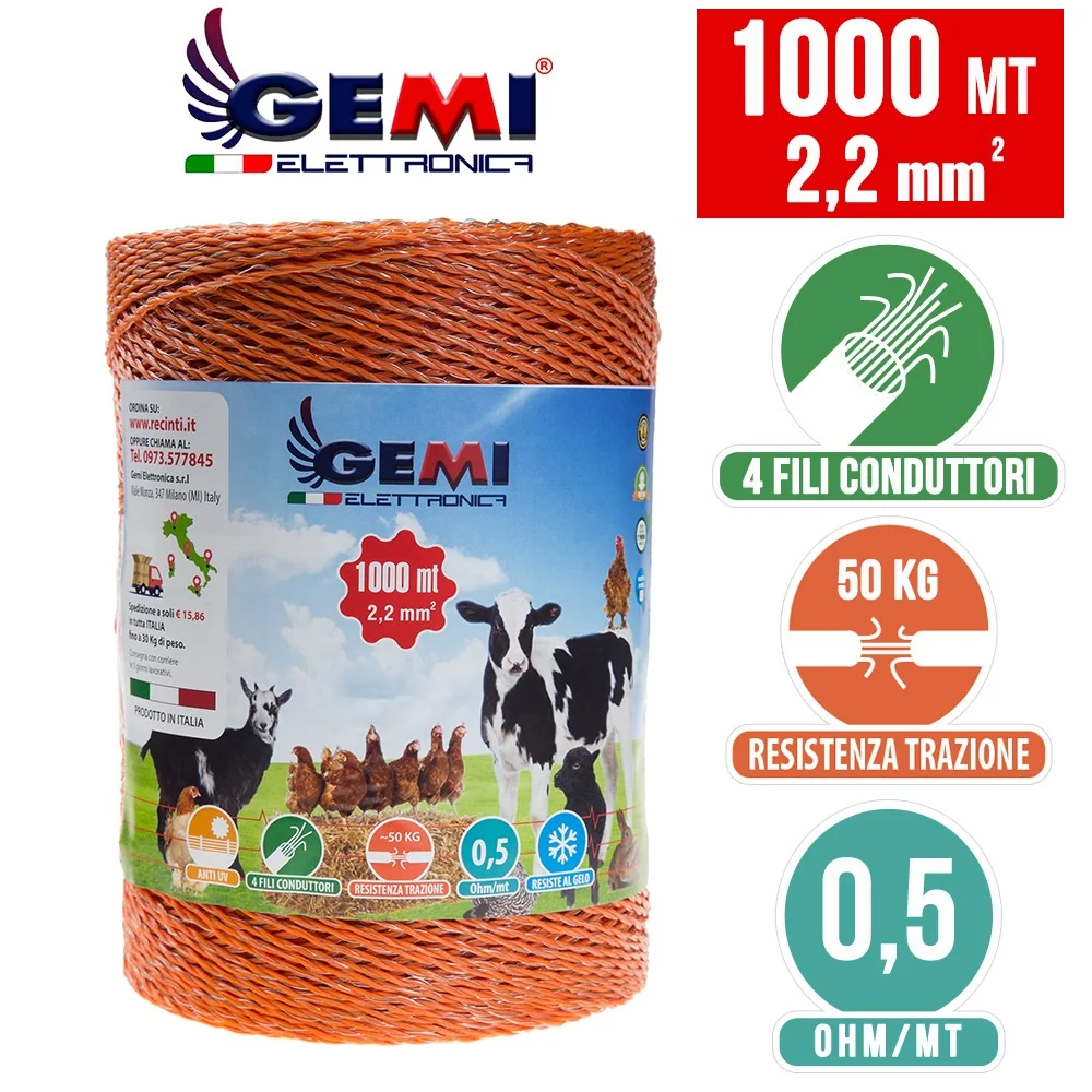 Electric fence Polywire 1000 m 2.2 mm²