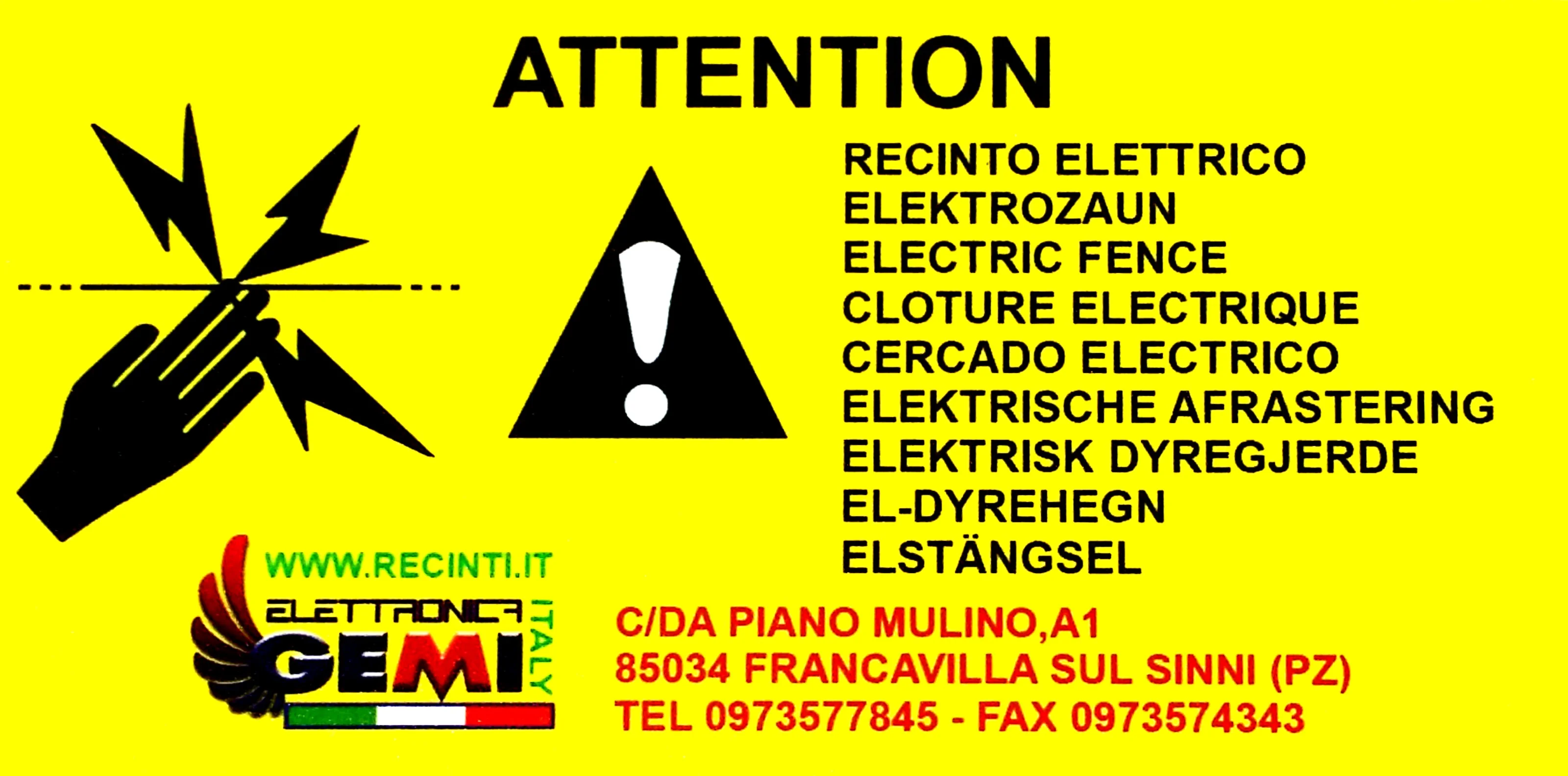 Warning sign plastic for electric fence