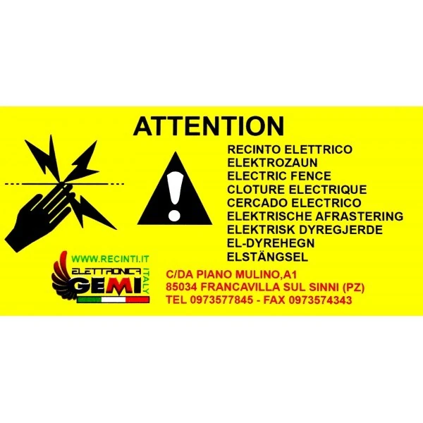 Warning sign plastic for electric fence